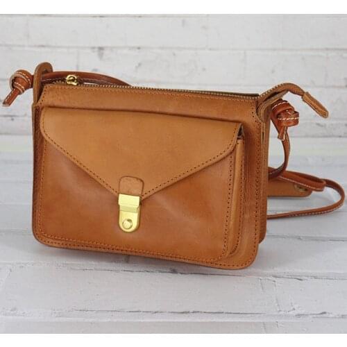Vintage Women Messenger Bags Vegetable tanned First layer cowhide Shoulder Bag Fmale Genuine Leather Handbags Small Bag Purse