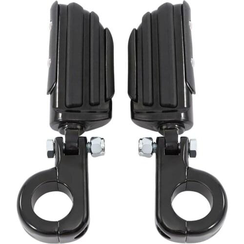 Motorcycle 32mm 1.25" Black Highway Engine Guard Footpeg Footrest Mount Clamps For Harley Touring 1 1/4"
