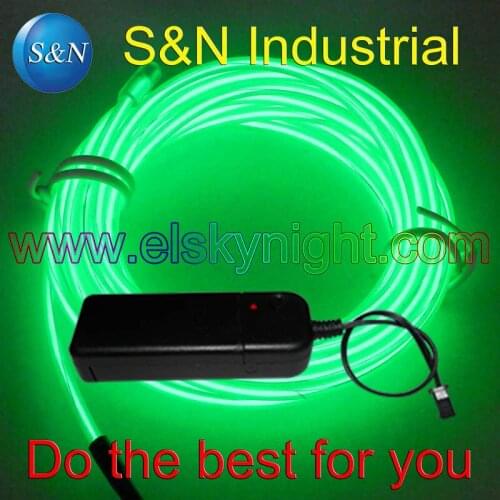Green 4M Flexible Neon Light EL Wire Rope Tube with portable inverter 10 colors for decoration creative usage+ free shipping