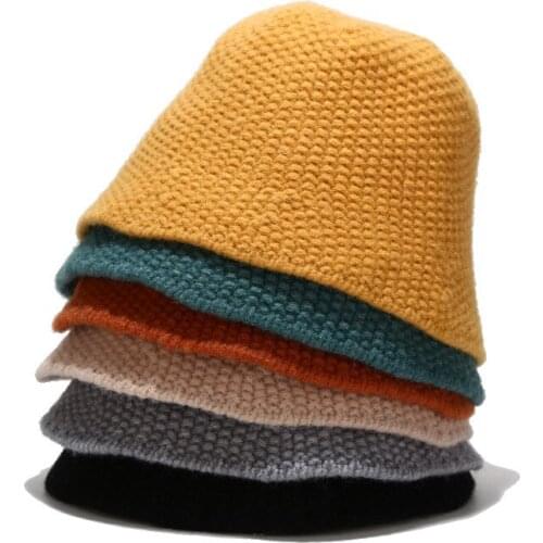 Women Wool Knit Hat Cold Weather Winter Warm Hat Bucket Hat Ladies Girls Cap