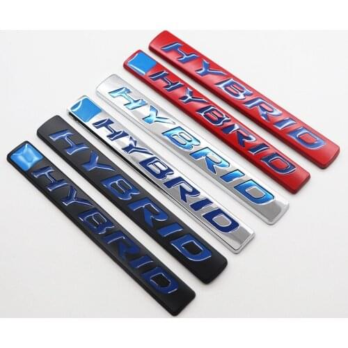 1pcs 3D HYBRID new metal Car logo side badge Creative decoration rear bumper trunk emblem sticker Decals styling Accessories 2