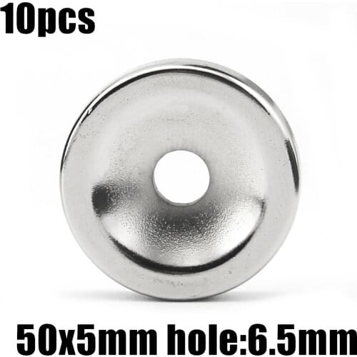 20pcs 50 x 5mm Hole: 6mm super Strong Round Neodymium Countersunk Ring Magnets Rare Earth N50 Free Shipping