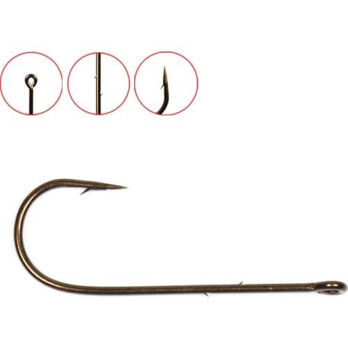 [100PCS] Bronze Color Aberdeen Worm Hook with 2 Shank Spikes / Barbs Sharp Point Size 1/0 2/0 3/0 4/0 5/0 Wholesale