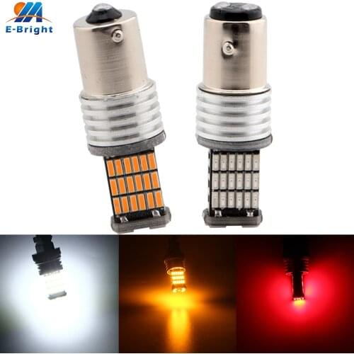 2pcs Canbus DC12V P21W 1156 BA15S 1157 BAY15D 4014 45 SMD Amber Red White Car LED Bulb Turn Signal Parking Backup Light NO ERROR