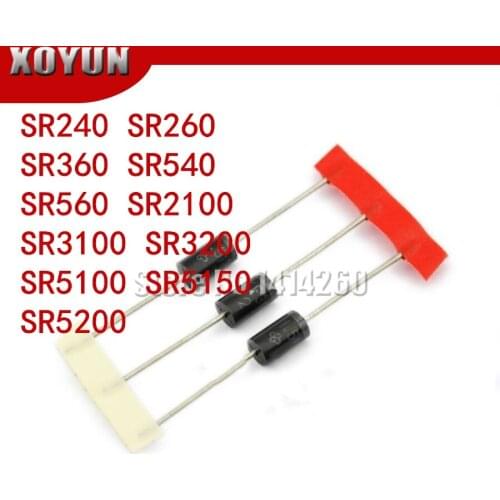 20PCS SR240 SR260 SR360 SR540 SR560 SR2100 SR3100 SR3200 SR5100 SR5150 SR5200 DO-41 DO-27 Schottky Rectifier Diode