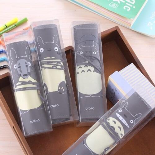 4 styles Cute Cartoon Totoro Anime Action Figure Printed PU Roll Toy Case Creative Long Pen Pencil Stationery Bag School Supply