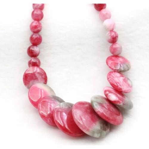 6-14mm Round & Oblate Incremental Orange Jades Necklace Natural Stone Chalcedony Neck Wear Women Fashion Jewelry Making Design