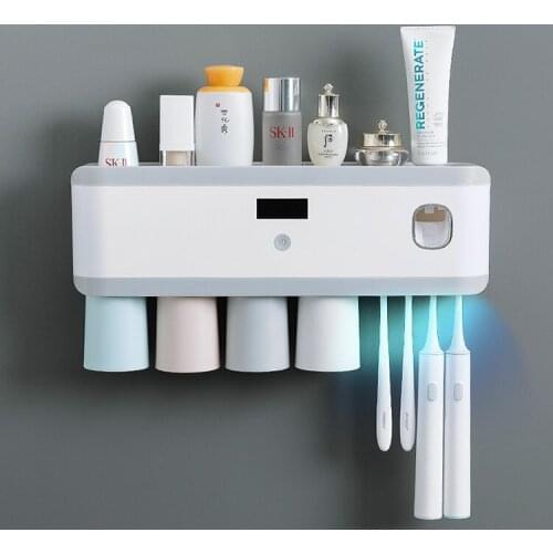 Bathroom Organizer Toothbrush Holder Accessories Wall Dispenser Stickers Toothbrush Holder Bagno Bathroom Products DH50YSJ