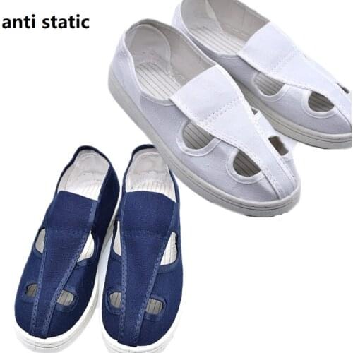 Four MSK hole anti static shoes, white antistatic canvas shoes, blue dust free cleaning shoes, clean workshop ventilation