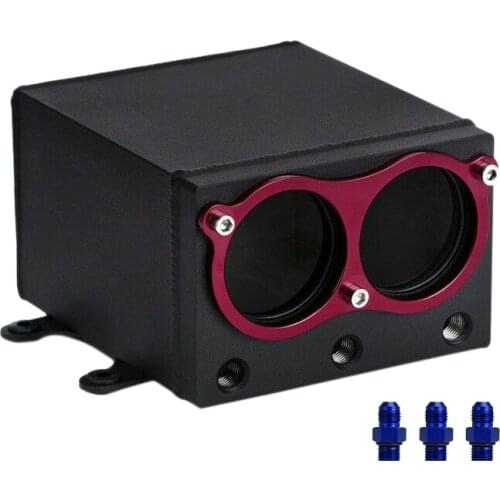 AU04 -Car 60mm Dual Port External 044 Fuel Pump Tank Racing Billet Aluminium Fitting Oil Catch Can Fuel Surge Tank OCT03-AN6