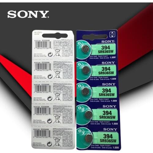 10pcs Sony 100% Original 394 SR936SW 936A LR45 L936 AG9 1.55V Silver Oxide Button Cell Coin Battery MADE IN JAPAN