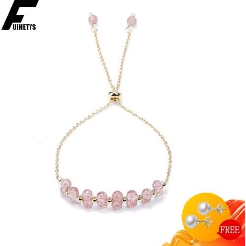 Trendy Women Bracelet 925 Silver Jewelry with Created Strawberry Quartz Gemstone Wedding Birthday Party Bridal Hand Accessories