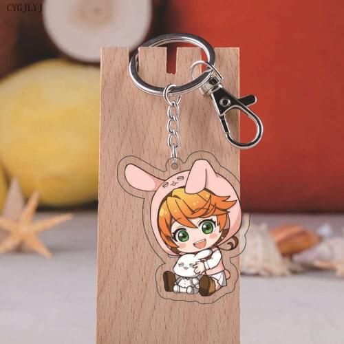 Anime The Promised Neverland Keychain Cartoon Figure Yakusoku No Neverland Acrylic Key Chain Jewelry For Fans Collection Gifts