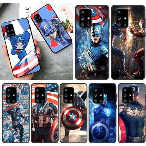 Marvel Captain America For Samsung A01 02 02S 11 12 21 21S 22 31 32 41 42 51 72 S20 Ultra Plus 4G 5G Black phone Case