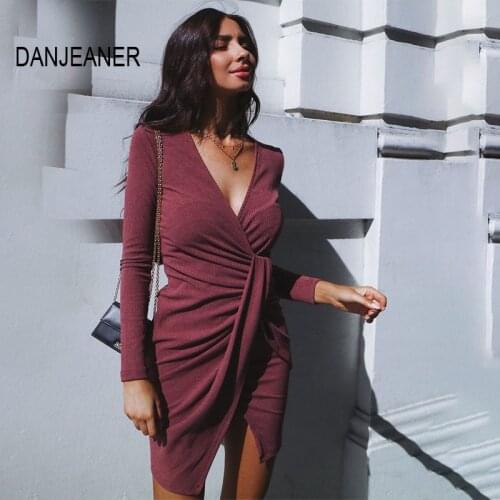 Модные трикотажные платья DANJEANER China At AliExpress