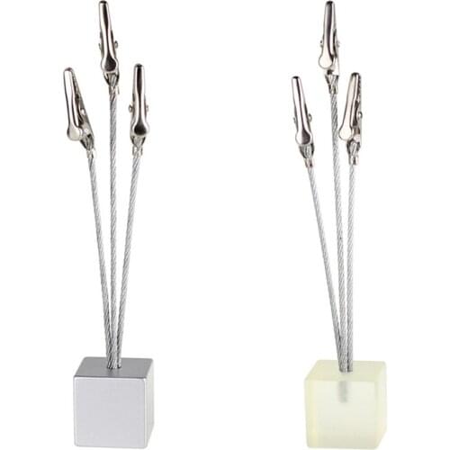 1 Pcs New Small Cube 3 Alligator Wire Memo Picture Note Card Desk Paper Photo Clip Holder,table Stand Place Office Dest Favor