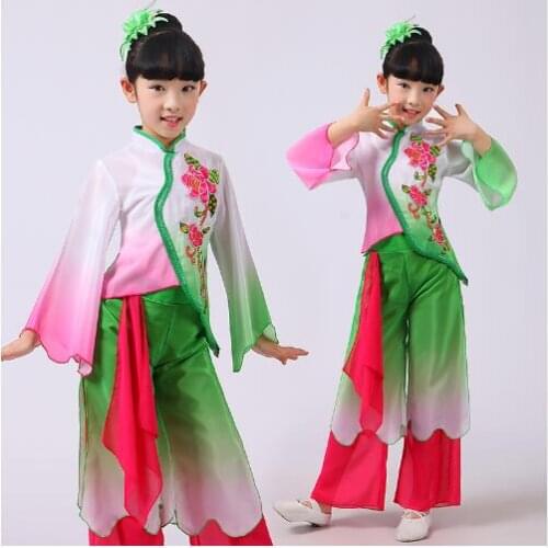 Dance Costumes Childrens Group Dance Lotus Flowers Blossoming Chinese Classical Fairy Stage Performance Costumes