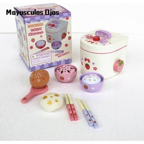 Childrens Wooden Play House Girl Cooking Toys Rice Cooker Boy Simulation Small Appliances Kitchen Rice Cooker Gift