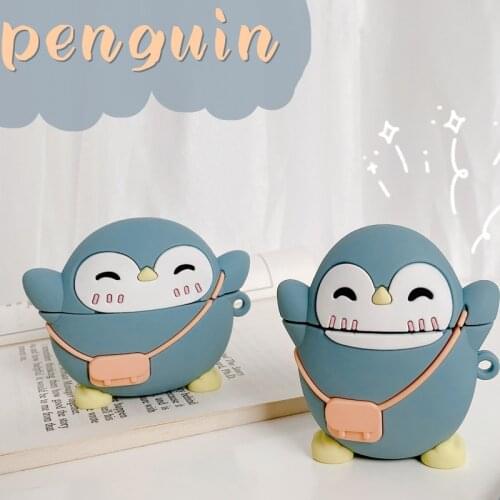 For Airpods Pro 3D Cute Cartoon Happy Backpack Bag Penguin Earpods Case for Apple Airpods 1 2 3 Kawaii Wireless Earphone Cover