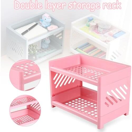 Double-layer Stationery Storage Rack Hollow Holder Organizer For Bathroom Office Stationery Desktop Organizer Storage Rack