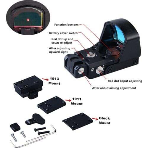 FIRECLUB PRO Tactical Scope Reflex Red Dot Sight fit Glock/1911/1913 picatinny rail Mount Hunting