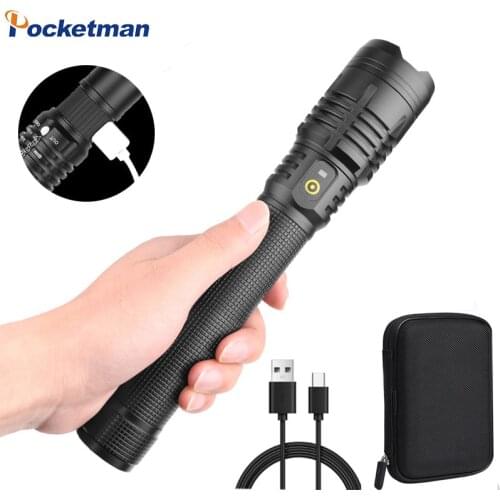 Most powerful led flashlight Lantern torch usb xhp50 rechargeable tactical flashlights 5 Modes Zoomable for Outdoor Camping