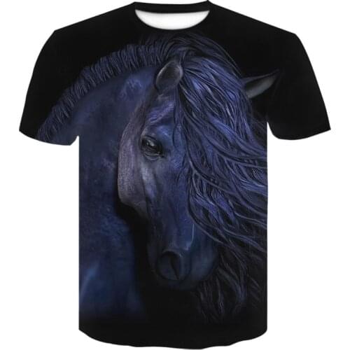 Summer New 3D Steed Graphic t shirts Fashion Animal Pattern Print t shirt For Men Casual Hip Hop Trending Short Sleeve t-shirts