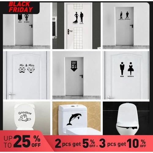 Classic WC Home Decor Toilet Bathrooms Wall Stickers Wall Sticker Removable Self Adhesive Watercolo