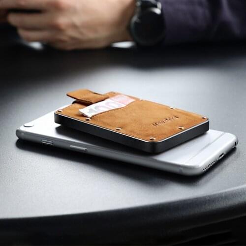 NewBring creative card holder male anti-theft brush rivet small wallet ins card holder metalcredit card case credit card holder