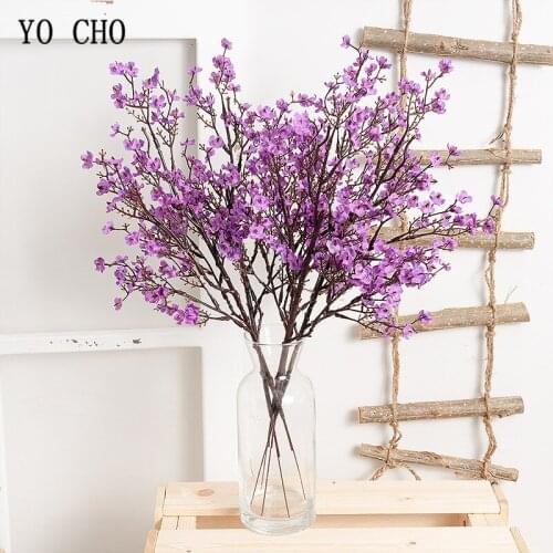 Red Small Bunches Gypsophila Artificial Flowers Silk 4 Forks Stars Flower Living Room Decoration Fake Plants Vase For Home Party