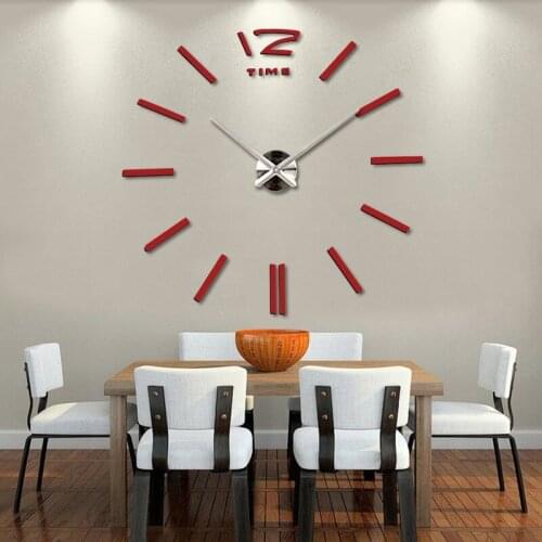Creative home decoration clock large 3D DIY acrylic mirror wall sticker clock wall clock modern design wall decoration