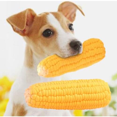 Pet Dog Puppy Latex Corn Shape Squeaky Bite-resistant Interactive Play Chew Toy