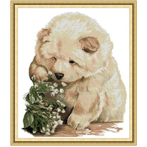 Cute Bear Animals Patterns Counted 11CT 14CT Printed Fabric Cross-stitch Kit Embroidery Needlework Set for Home Decor DA476