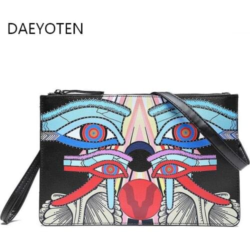 DAEYOTEN 2020 New Unisex Envelope Clutch Handbag Cartoon Print Shoulder Bag Womens Messenger Bags Purses ZM0522