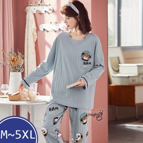 New Pajama Set Women Autumn Winter Nightgown Plus Size Cotton Pajamas Sleepwear Home Pyjama Lounge Clothes Pyjamas M-5XL