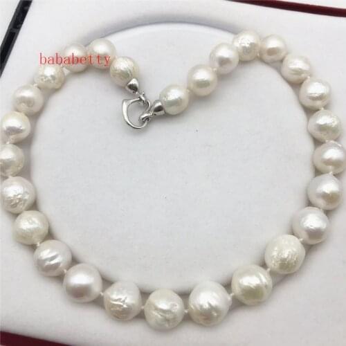 NEW beautifu 13-15mm luster Natural Furrow Kasumi pearl necklace 18"