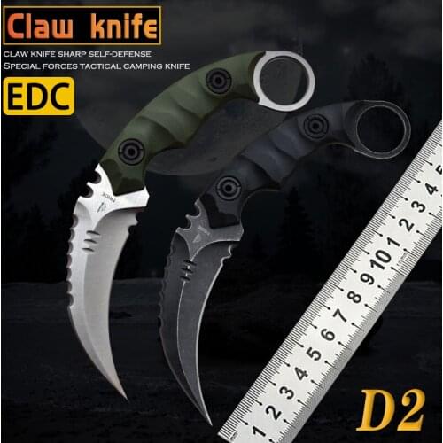 Claw knife D2 steel high hardness outdoor camping hunting tactics eagle claw self-defense survival knife EDC rock climbing CSGO