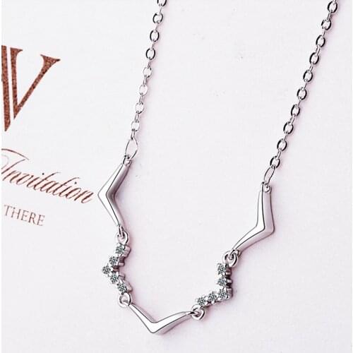 Simple Personality Geometric Chokers Necklaces Jewelry with Cubic Zirconia Women 925 Silver Pendants Necklaces for Party