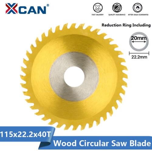 XCAN 115mm Circular Saw Blade 40T Titanium Coated TCT Cutting Disc For Wood Plastic Acrylic Cutting Carbide Tipped Saw Blade