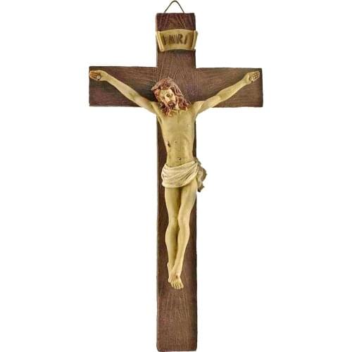 Resin Jesus Crucifix Statue Catholic Figurine Hanging Sculpture Chapel Decor