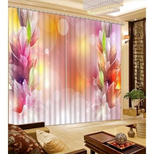 Custom Any Size 3D Curtain Pink Dreamy Flowers Window Curtain Living Room 3D Bathroom Curtain 3D Curtain Blackout