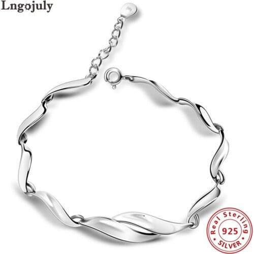 Simple Style 925 Sterling Silver Women Bracelet Jewelry Wholesale Accessories Hot Fashion Solid 925 Srebrna bransoletka Gift