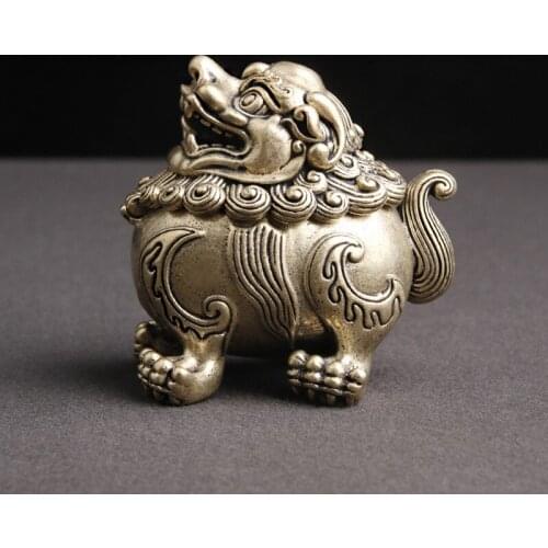 Retro Copper Big lion Figurines Miniatures Beast Incense Holder Burner Sandalwood Censer Home Office Decors Decorations Crafts