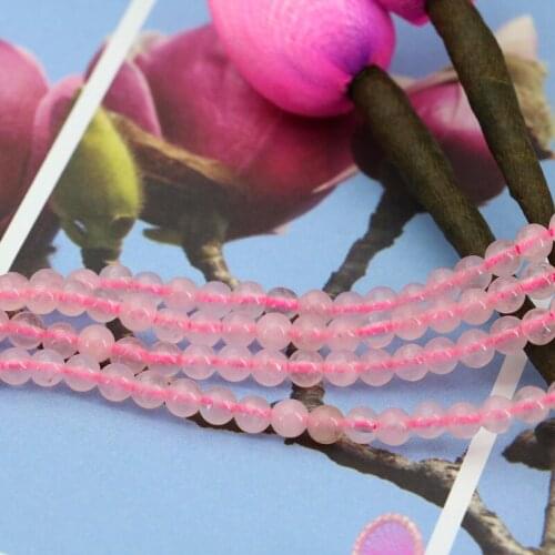 Pink chalcedony 4mm round loose beads 15" DIY stone suitable for women jewelry making design gifts fashion style