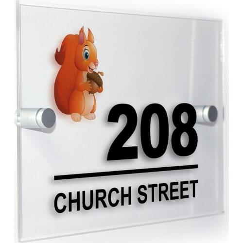 DIY House Number Squirrel Modern Style Personalised House Number Acrylic Sign Plaque