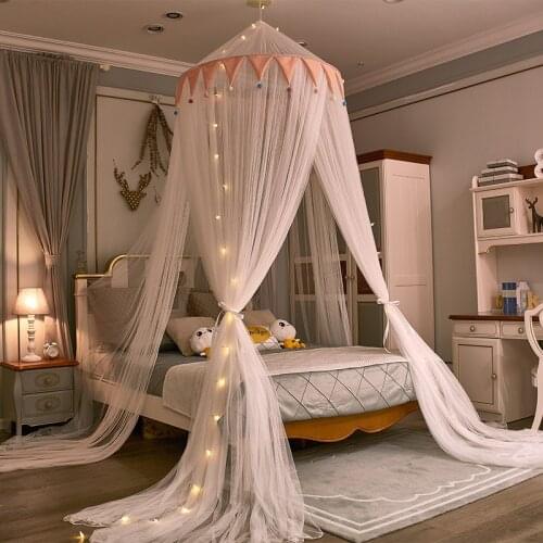 7 Color Supply Kids Bedroom Thick Canopy Crown Boy Girl Nordic Childrens Mosquito Net INS Wind Ceiling Bed Tent Crib Curtain