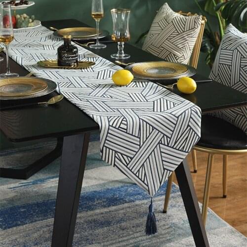 Nordic Fashion Table Runner Jacquard Striped Geometric Table Runners Shoe Cabinet Table Cover Home Wedding Party Decoration
