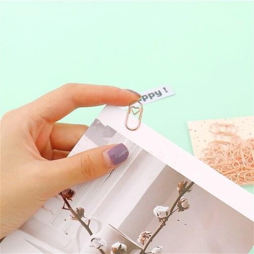 50pcs/pack Rose Gold Paper Clip Creativity Love Clips Mini Paperclip 20mm Office Accessories Binding School Supplies