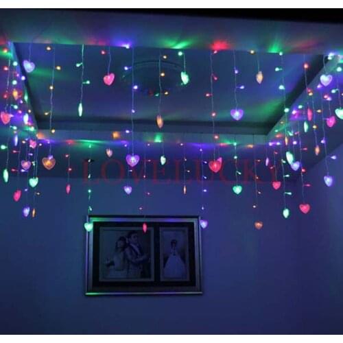 3.5m 100 SMD 16 Hearts LED Icicle Curtain lights String Strip Festival Holiday Lights Christmas Wedding Decoration Lights EU/US