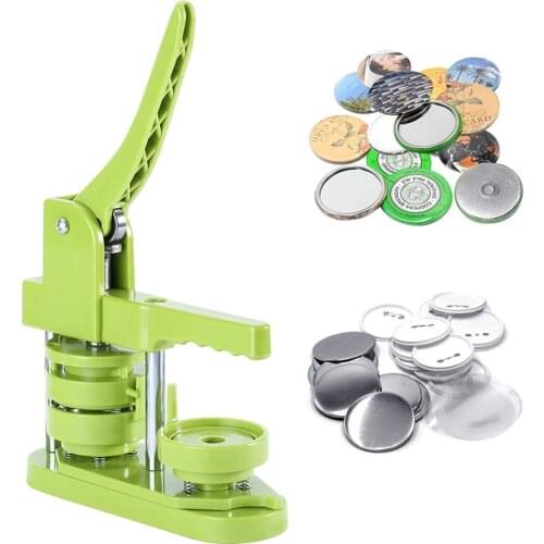 Rotate Pin Badge Maker Machine Button Pin Maker Badge Punch Press Machine with 100 Set Parts and Cutter 25/32/37/44/58MM